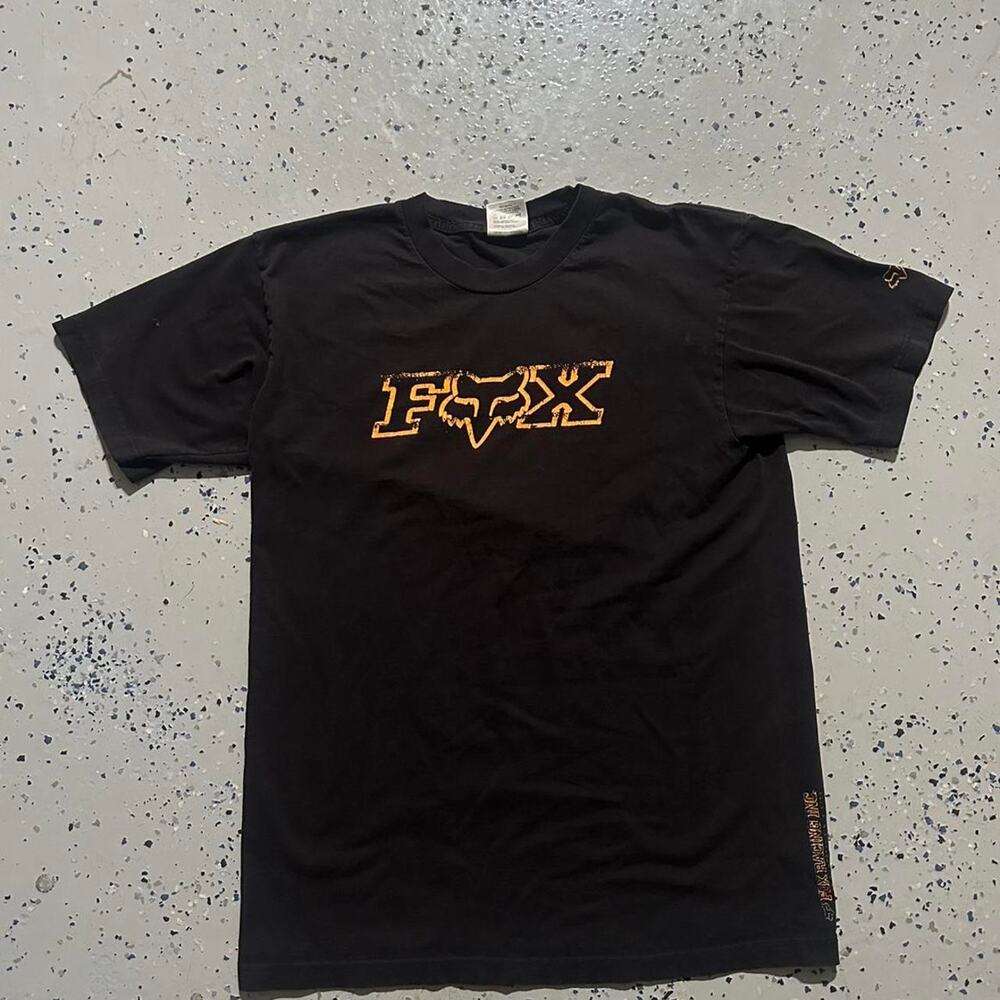 Vintage 00s Fox Racing Black and Orange Tee